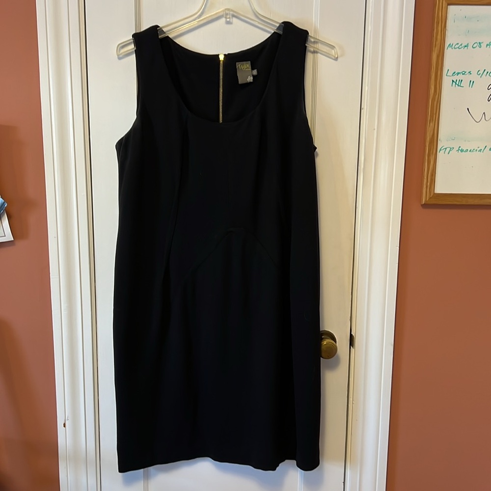 Taylor Black Sleeveless Dress Empire Waist Size 18W Rear Zipper Lined